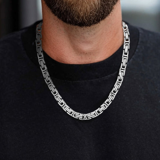 Stainless Steel Byzantine Chain Necklace for