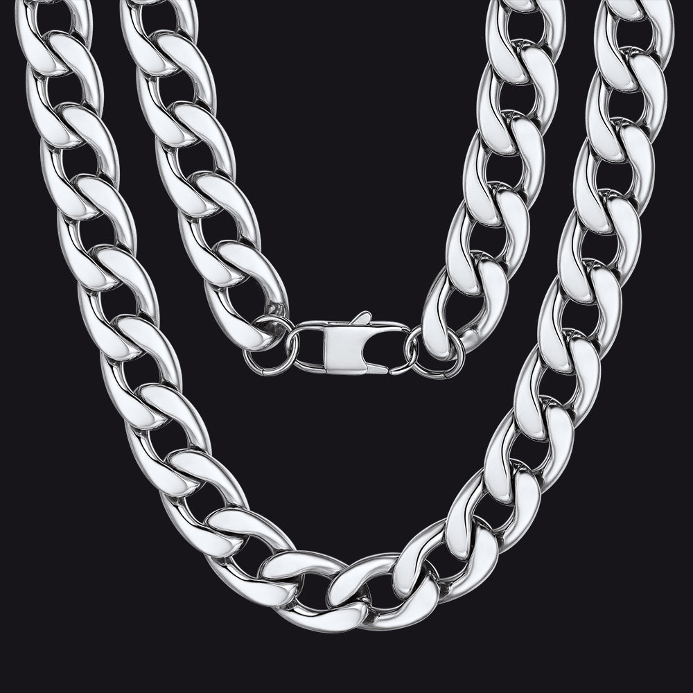 Sturdy Cuban Link Chain Necklace Lobster Clasp for