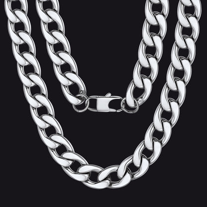 Sturdy Cuban Link Chain Necklace Lobster Clasp for