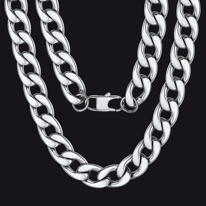 Sturdy Cuban Link Chain Necklace Lobster Clasp for