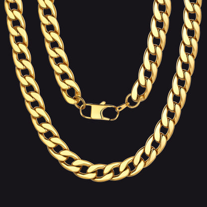 Sturdy Cuban Link Chain Necklace Lobster Clasp for