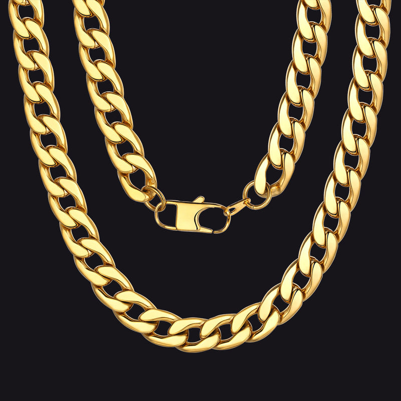 Sturdy Cuban Link Chain Necklace Lobster Clasp for