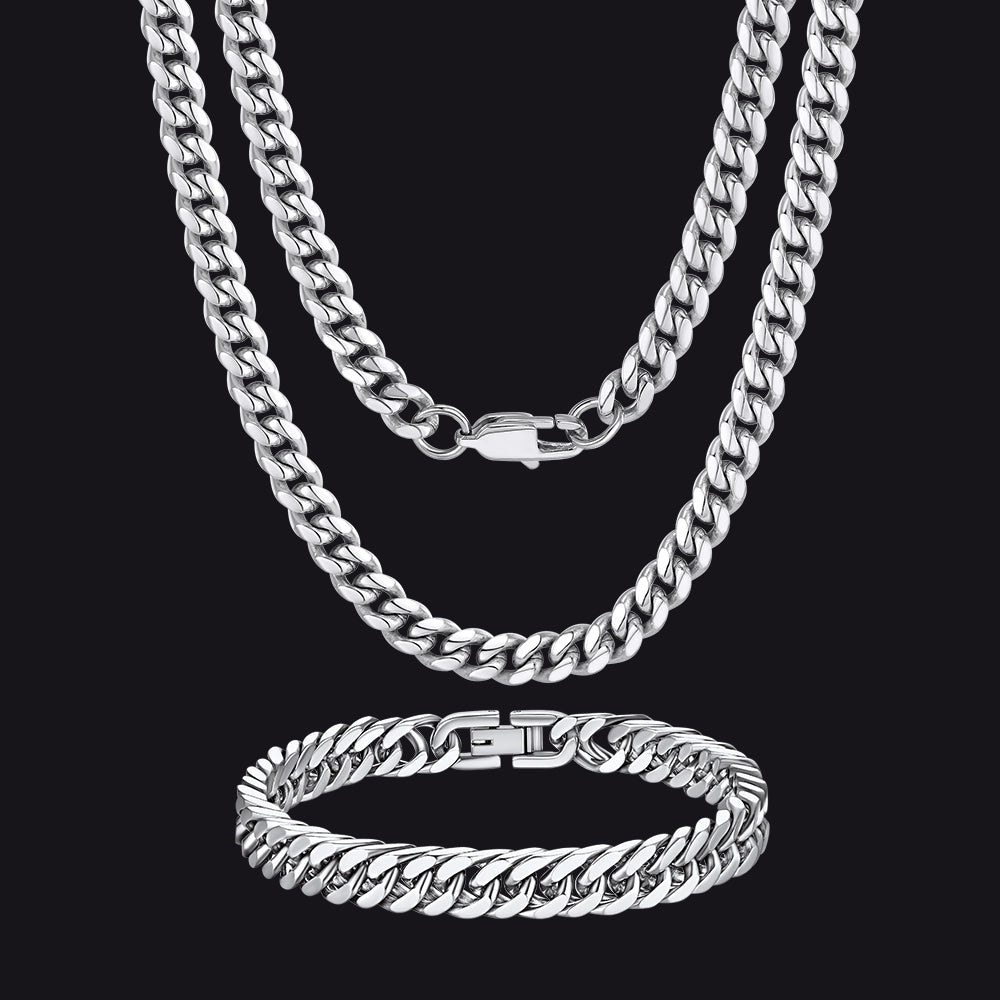 6mm Cuban Link Chain & Bracelet Gift Set for