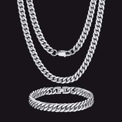 6mm Cuban Link Chain & Bracelet Gift Set for