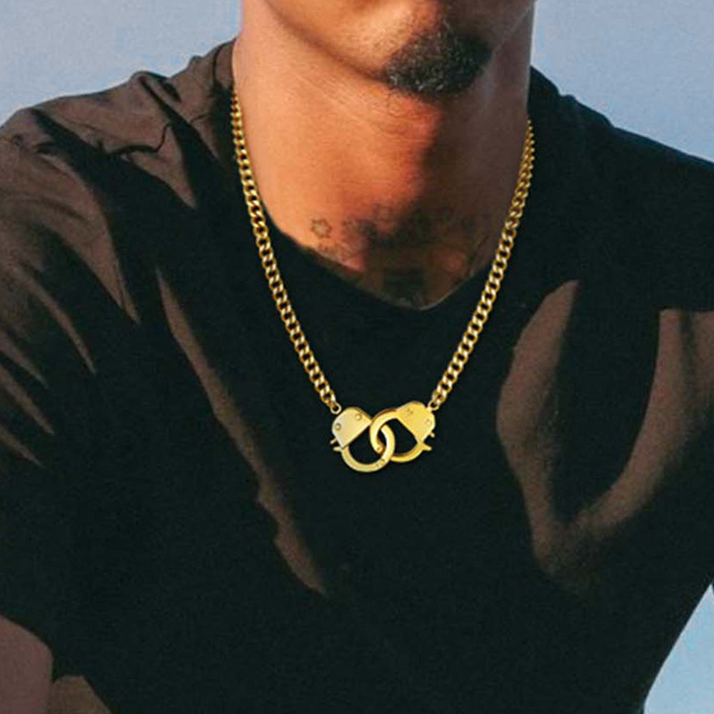 Punk Handcuff Necklace for , Partners in Crime Cuban Link Chain