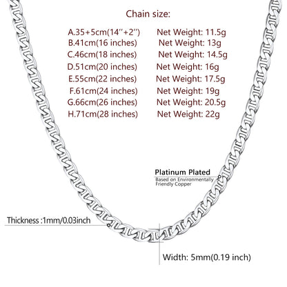 5mm Anchor Marine Chain Link Necklace for