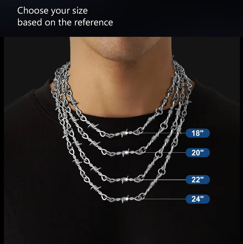 6mm Thorn Barbed Wire Chain Necklace
