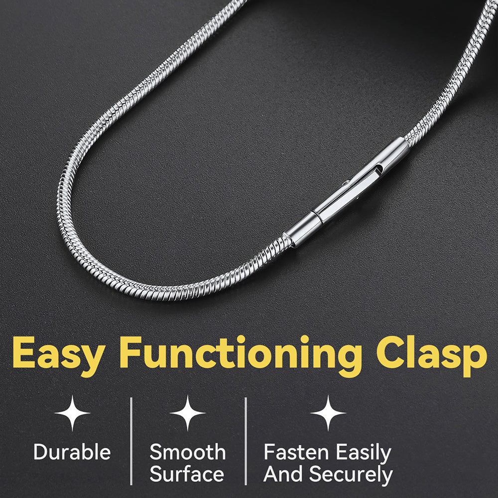 2mm Thin Snake Chain Stainless Steel Necklace for
