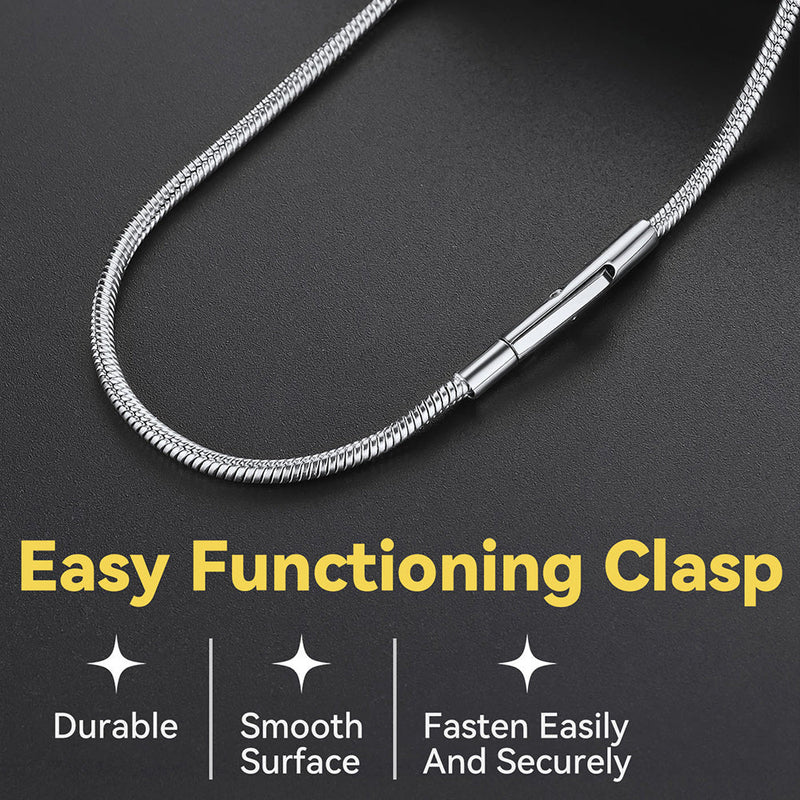 2mm Thin Snake Chain Stainless Steel Necklace for