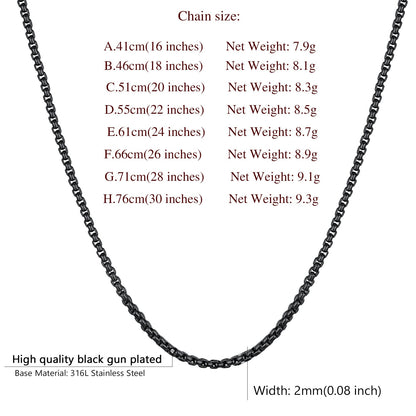2mm Stainless Steel Rolo Cable Chain Necklace for