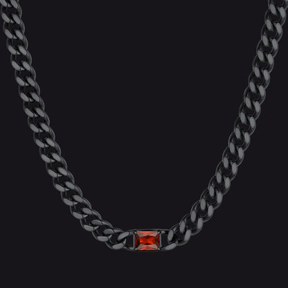 7mm Cuban Link Choker Necklace With Birthstone for