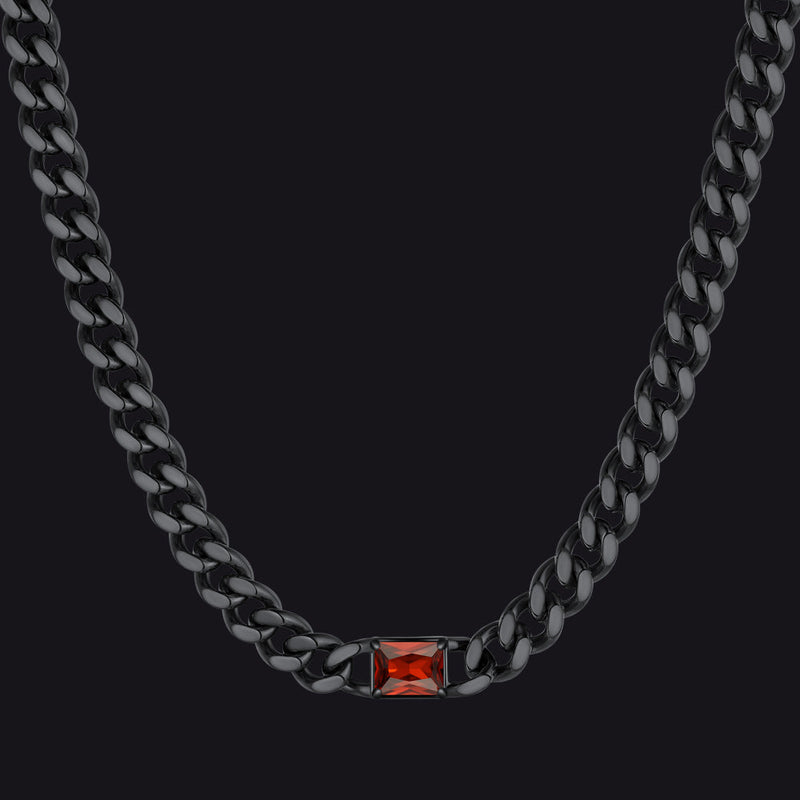 7mm Cuban Link Choker Necklace With Birthstone for