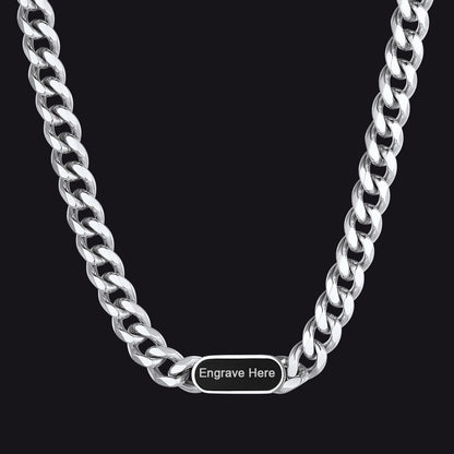 7mm Custom Engraved Name Choker Link Chain Necklace for