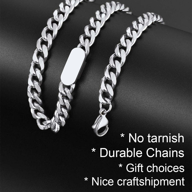7mm Engraved Name Cuban Chain Choker Necklace for