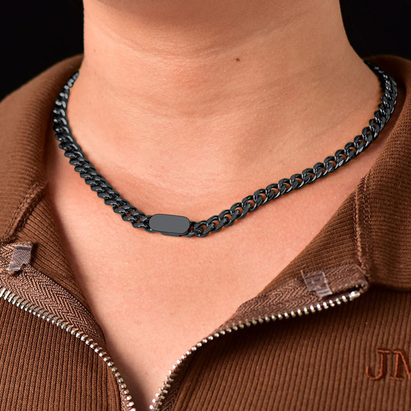 7mm Engraved Name Cuban Chain Choker Necklace for