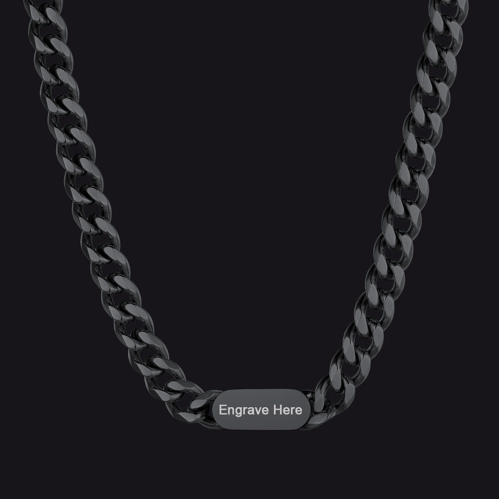 7mm Engraved Name Cuban Chain Choker Necklace for