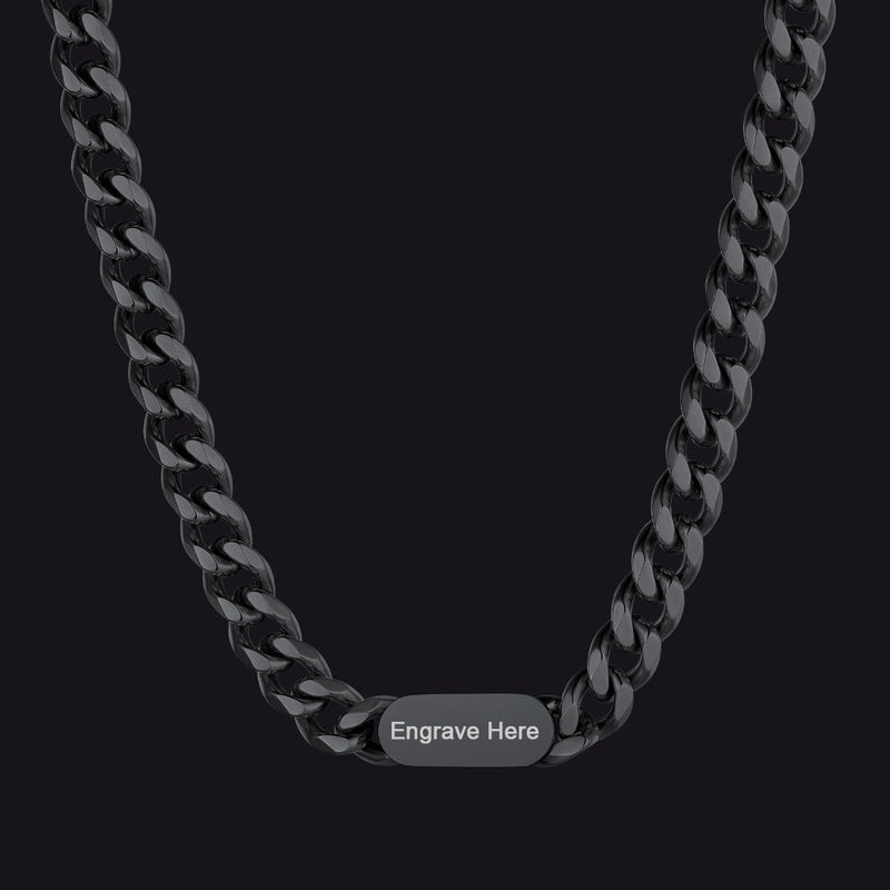 7mm Engraved Name Cuban Chain Choker Necklace for