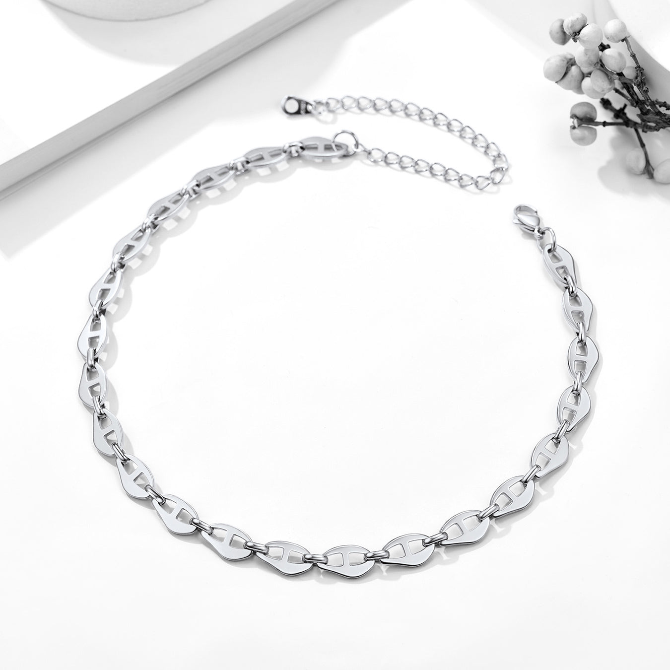 7.5mm Anchor Chain Link Choker Necklace for