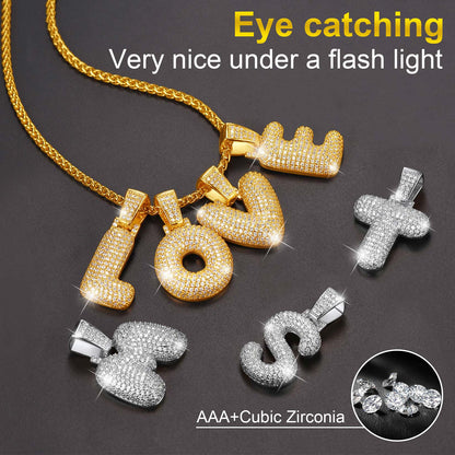 Diamond Bubble Letter Initial Necklace for