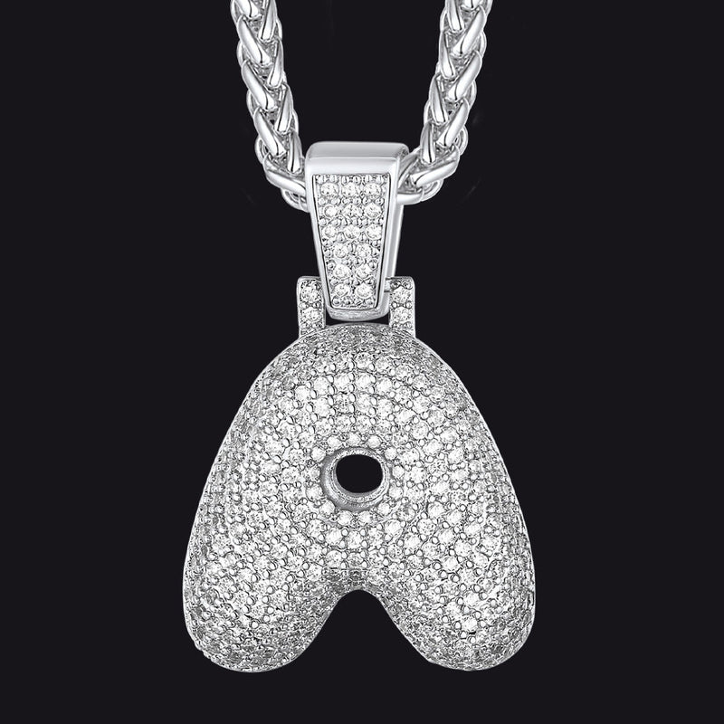 Diamond Bubble Letter Initial Necklace for