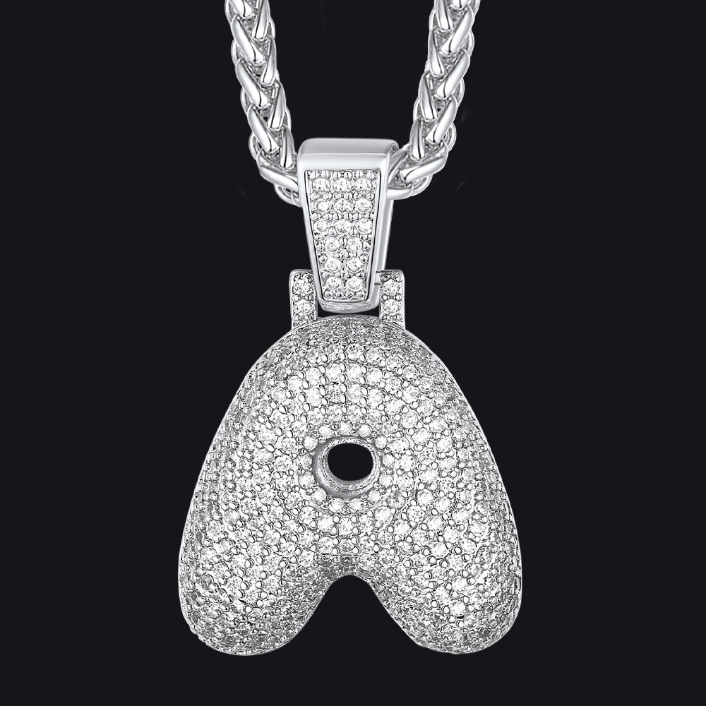 Diamond Bubble Letter Initial Necklace for