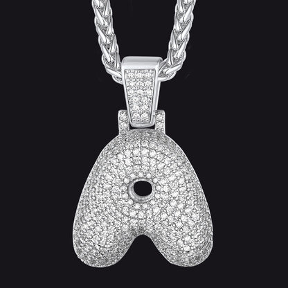 Diamond Bubble Letter Initial Necklace for
