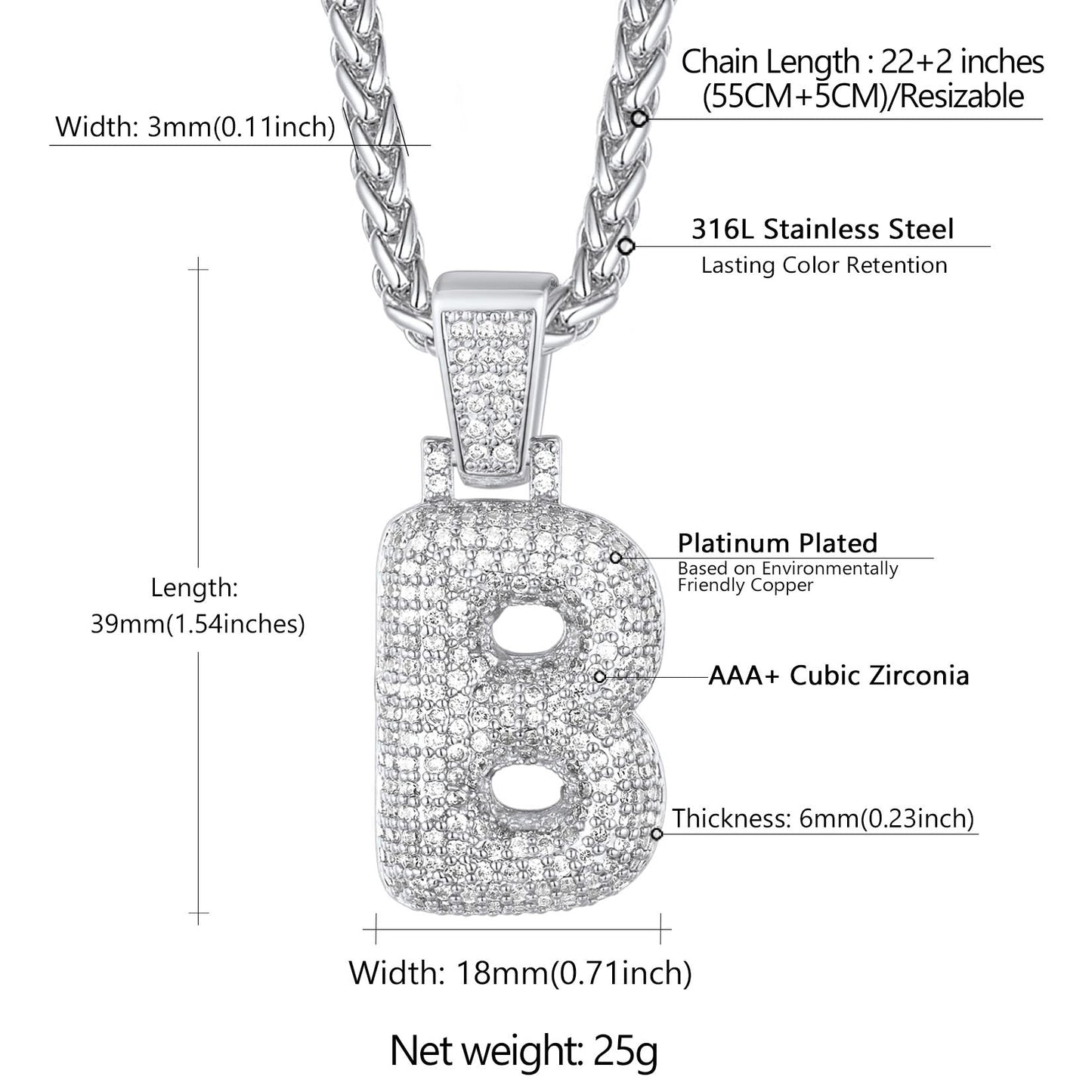 Diamond Bubble Letter Initial Necklace for