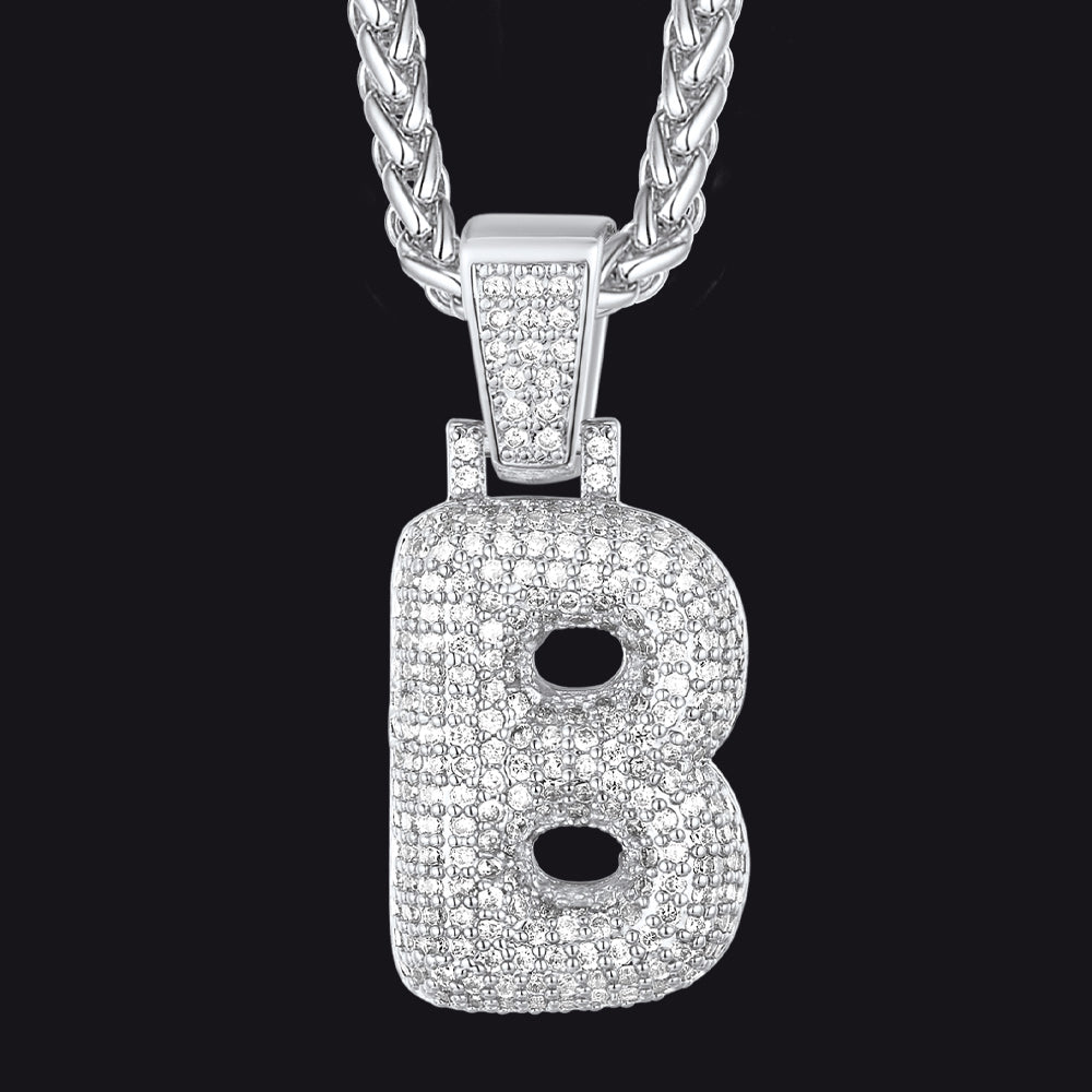 Diamond Bubble Letter Initial Necklace for