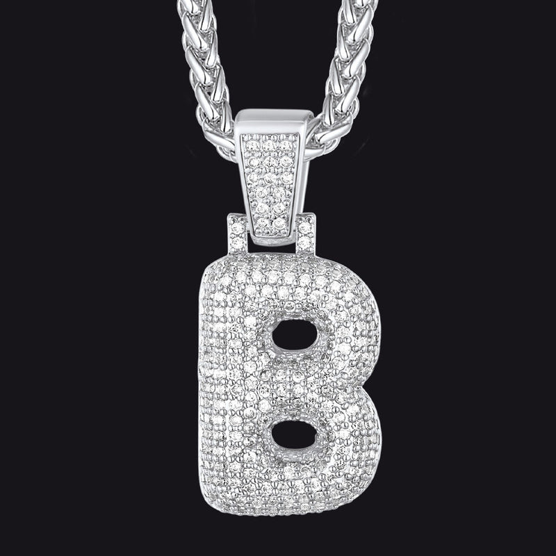 Diamond Bubble Letter Initial Necklace for