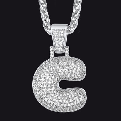 Diamond Bubble Letter Initial Necklace for