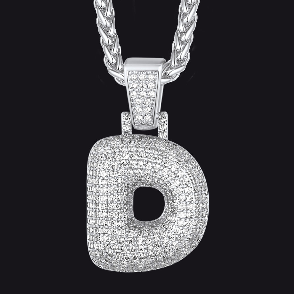 Diamond Bubble Letter Initial Necklace for