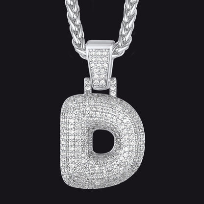 Diamond Bubble Letter Initial Necklace for