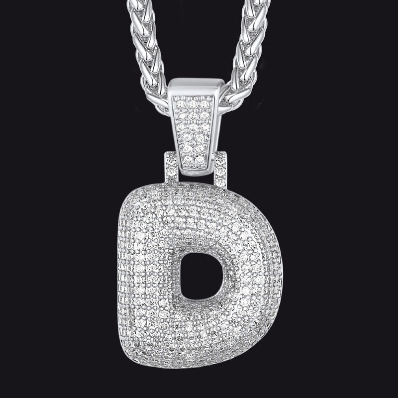 Diamond Bubble Letter Initial Necklace for