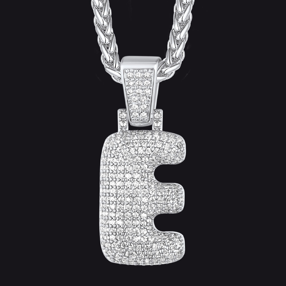 Diamond Bubble Letter Initial Necklace for
