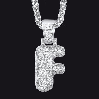 Diamond Bubble Letter Initial Necklace for