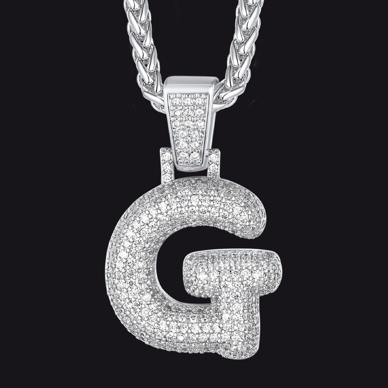 Diamond Bubble Letter Initial Necklace for