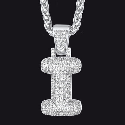 Diamond Bubble Letter Initial Necklace for