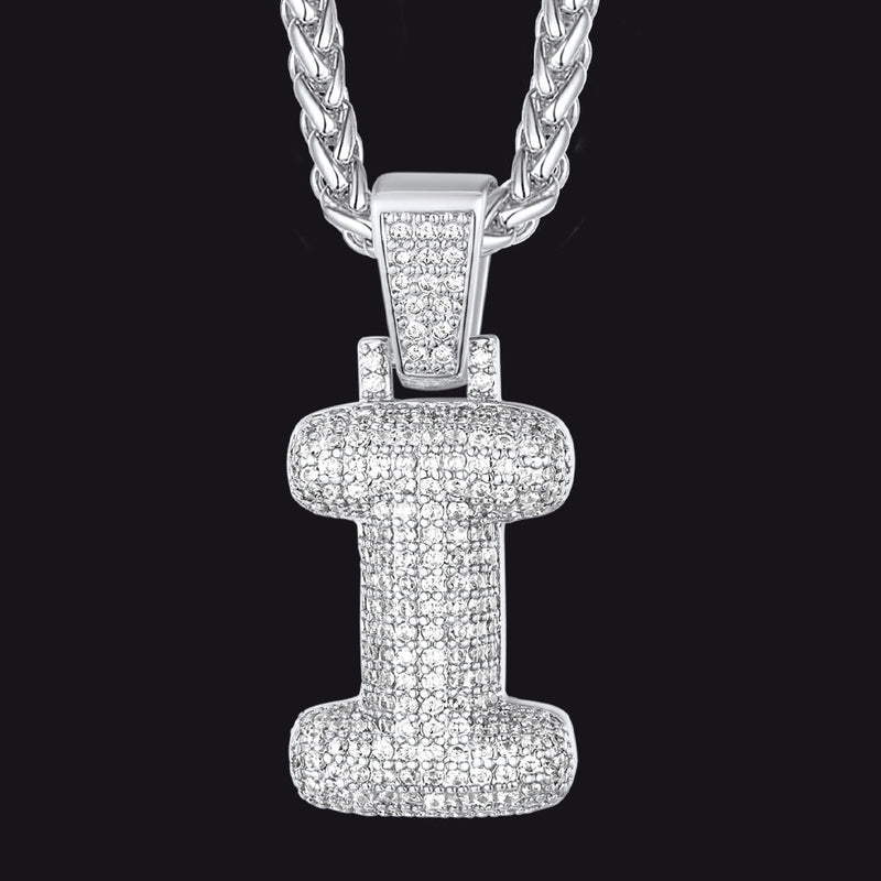 Diamond Bubble Letter Initial Necklace for