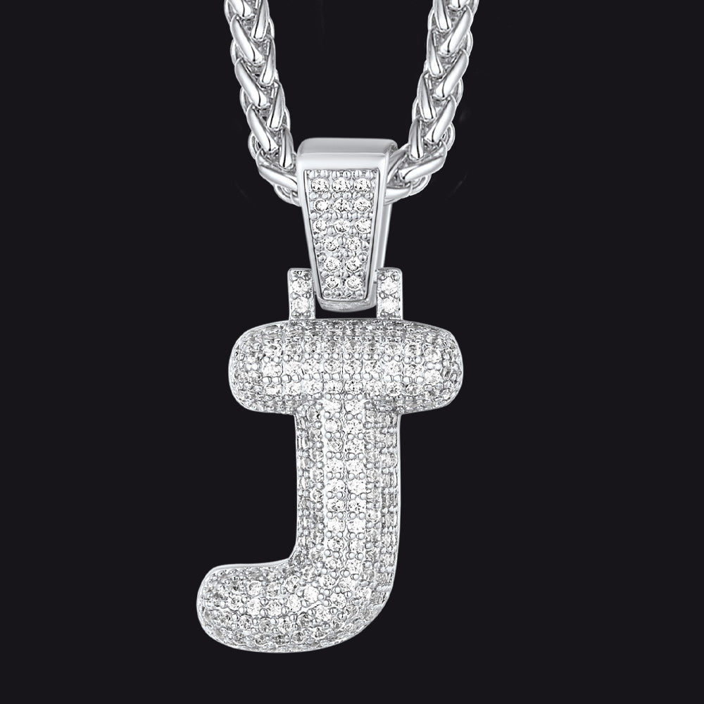 Diamond Bubble Letter Initial Necklace for