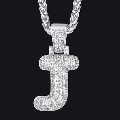Diamond Bubble Letter Initial Necklace for