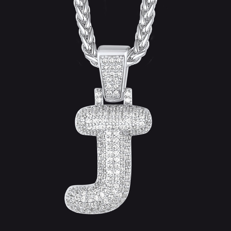 Diamond Bubble Letter Initial Necklace for