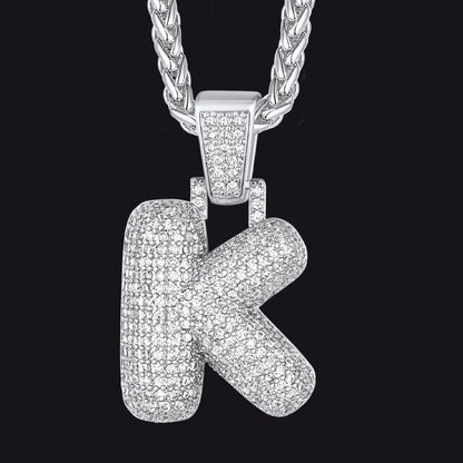 Diamond Bubble Letter Initial Necklace for