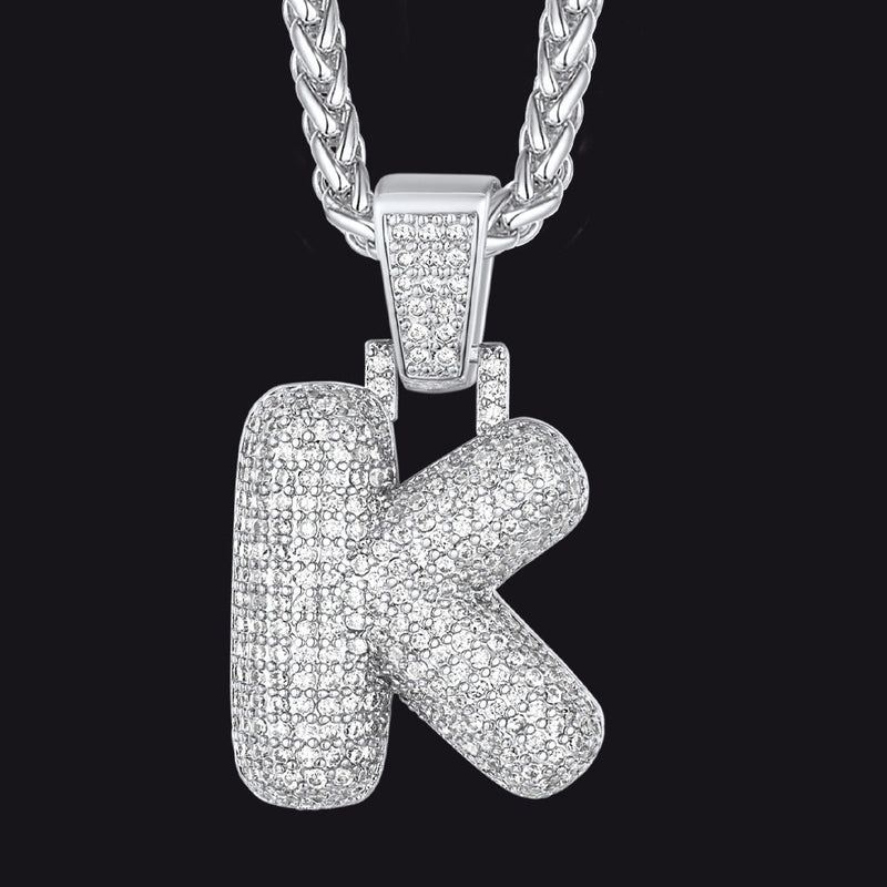 Diamond Bubble Letter Initial Necklace for
