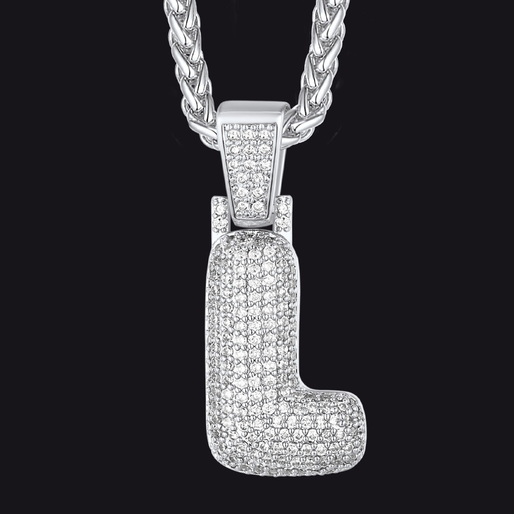 Diamond Bubble Letter Initial Necklace for
