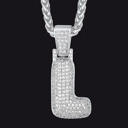Diamond Bubble Letter Initial Necklace for