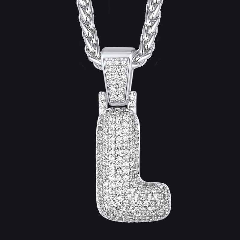 Diamond Bubble Letter Initial Necklace for