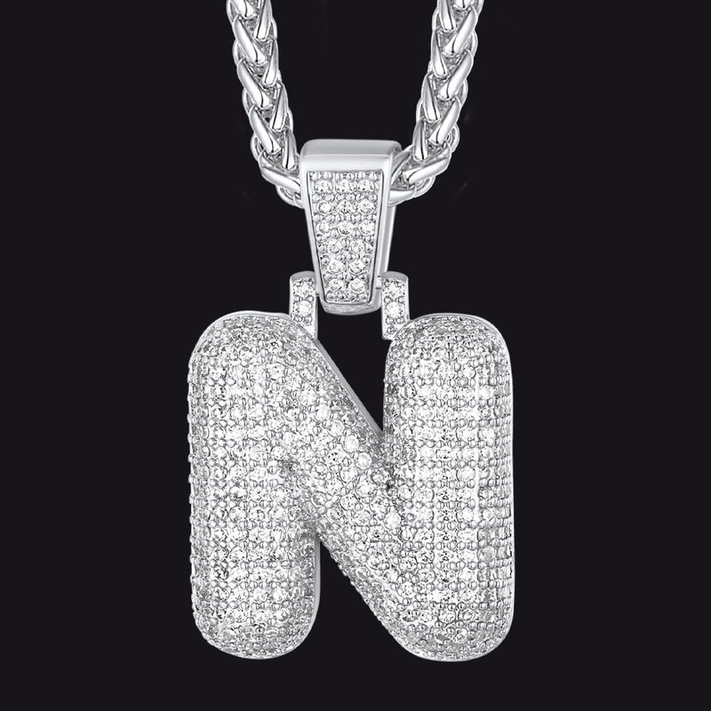 Diamond Bubble Letter Initial Necklace for