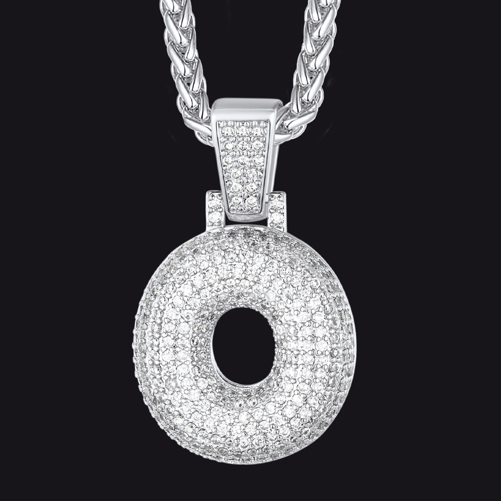 Diamond Bubble Letter Initial Necklace for