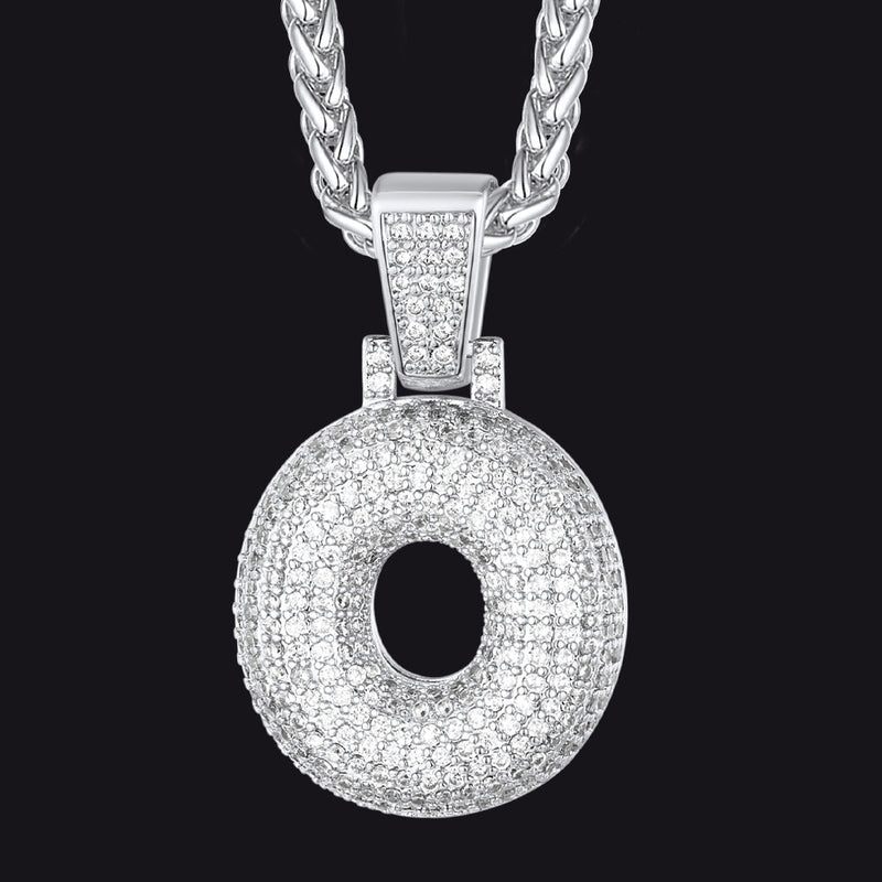 Diamond Bubble Letter Initial Necklace for