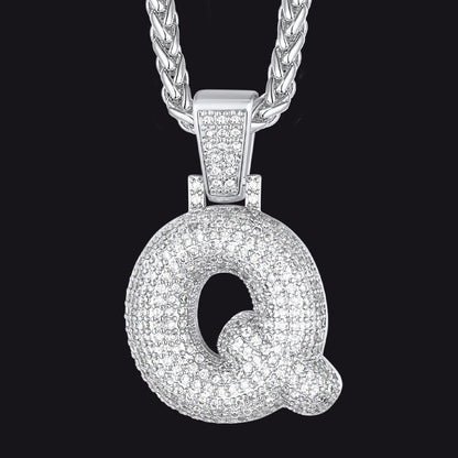 Diamond Bubble Letter Initial Necklace for